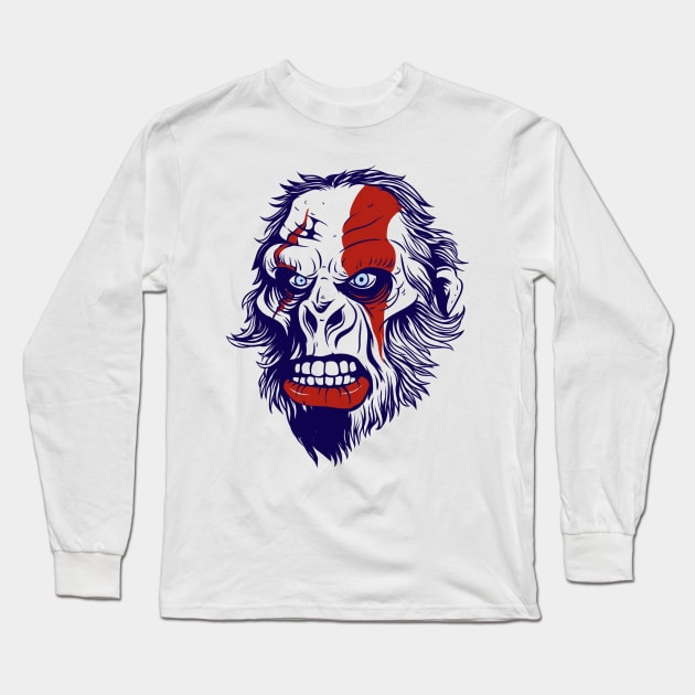 God Of War-Monkey Version Long Sleeve T-Shirt by Pieartscreation
